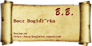 Becz Boglárka névjegykártya